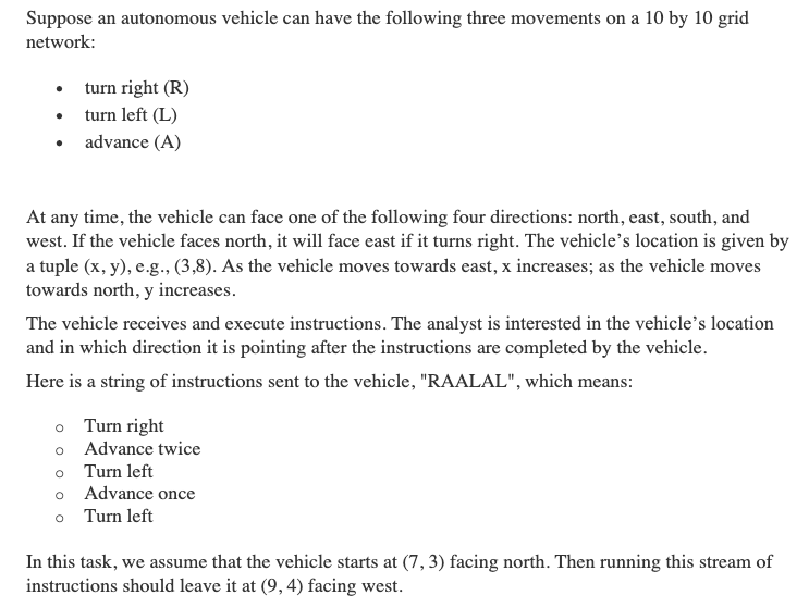 Solved Suppose an autonomous vehicle can have the following | Chegg.com