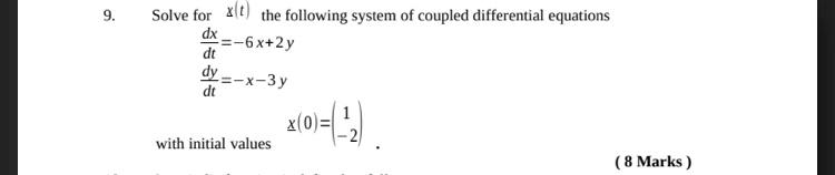 Solved 9. Solve for at the following system of coupled | Chegg.com