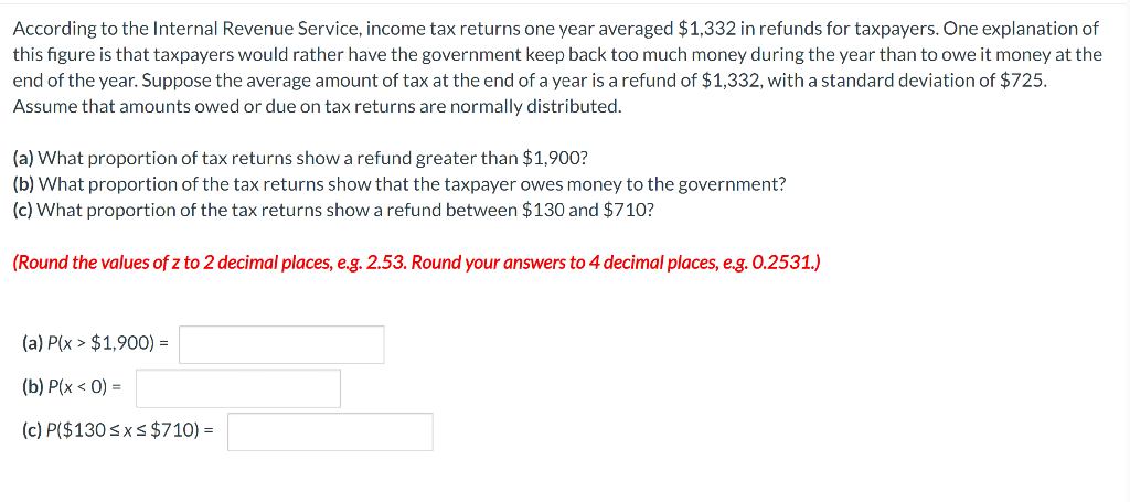 Solved According to the Internal Revenue Service, income tax | Chegg.com