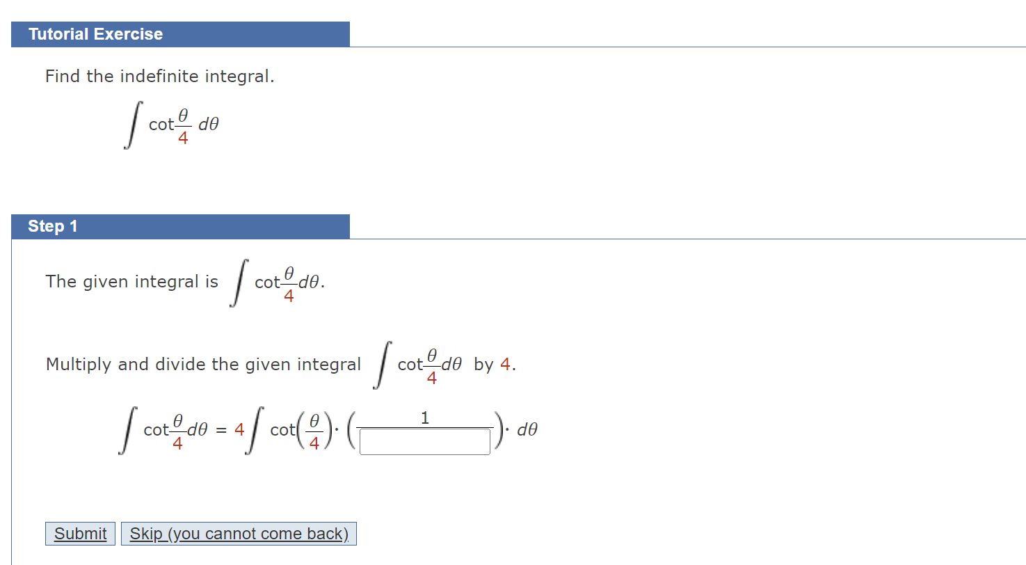 Solved Tutorial ExerciseFind the indefinite | Chegg.com