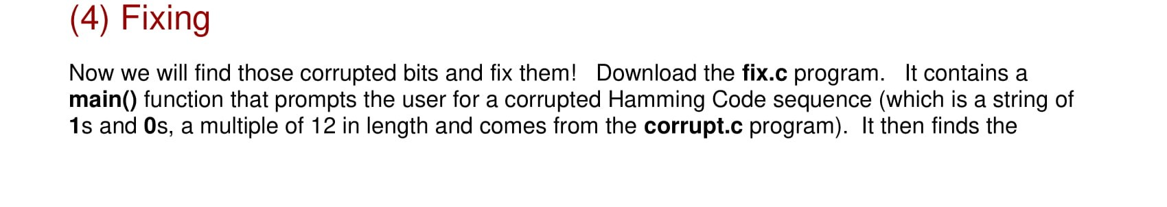 (4) Fixing Now we will find those corrupted bits and | Chegg.com