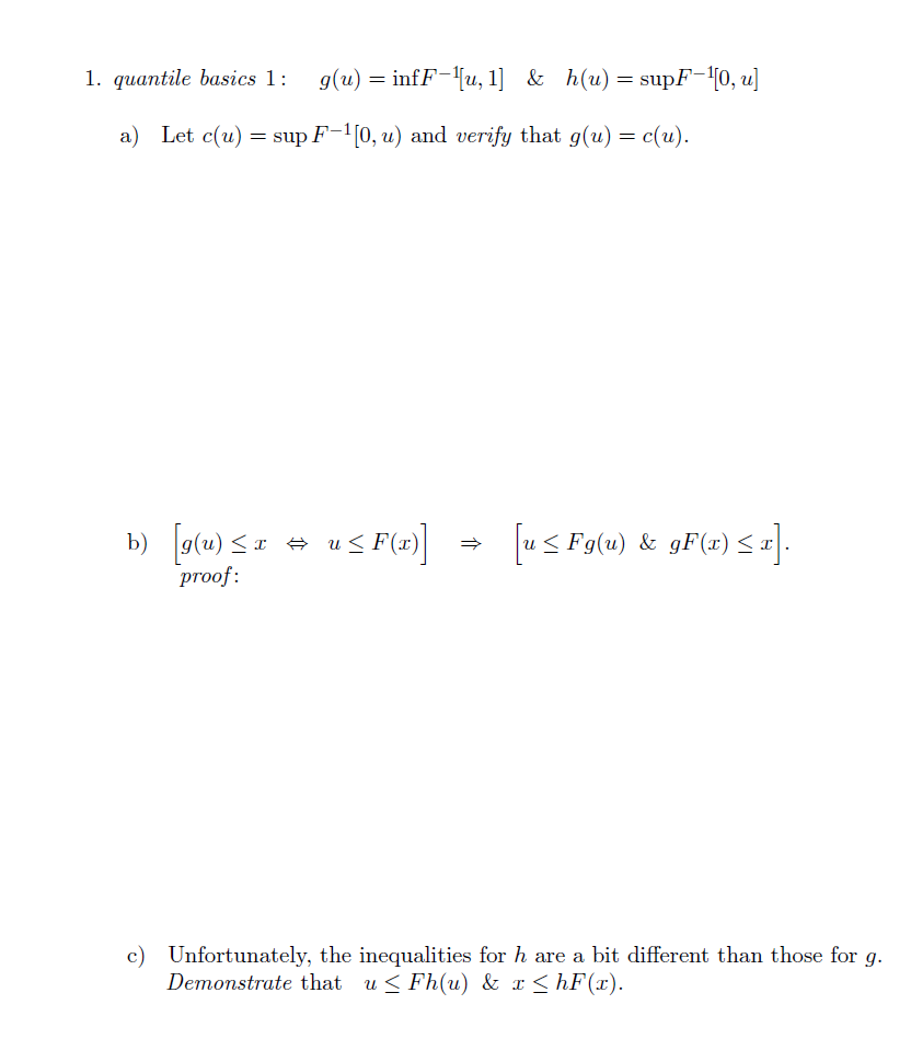 1 Quantile Basics 1 G U Inff Lu 1 H U Chegg Com