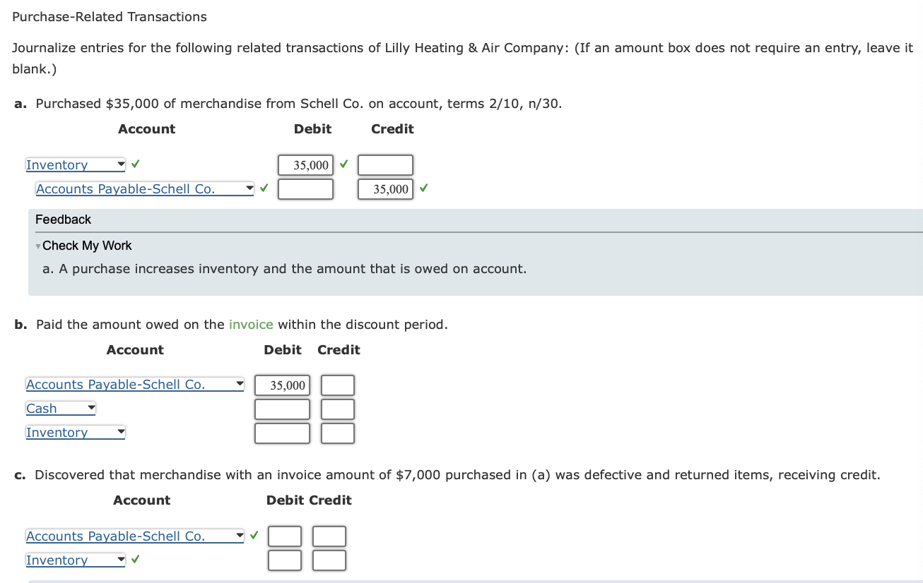 Solved Purchase Related Transactions Journalize Entries For Chegg