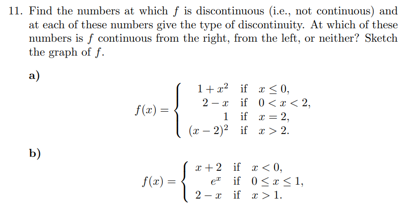 Solved 1. Find the numbers at which f is discontinuous | Chegg.com