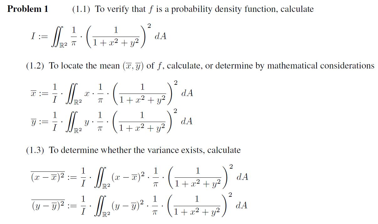 Solved Problem 1 (1.1) To verify that f is a probability | Chegg.com