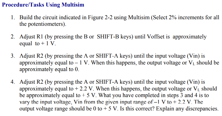 Solved Procedure/Tasks Using Multisim 1. Build the circuit | Chegg.com