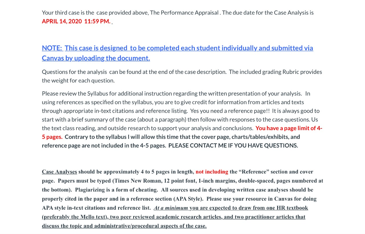 case study on performance appraisal of any company