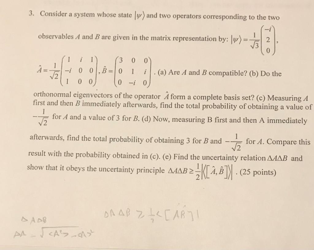 Solved 3. Consider a system whose state (v) and two | Chegg.com