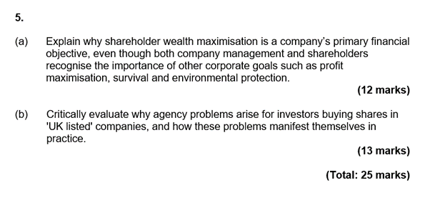 Solved 5. (a) Explain Why Shareholder Wealth Maximisation Is | Chegg.com