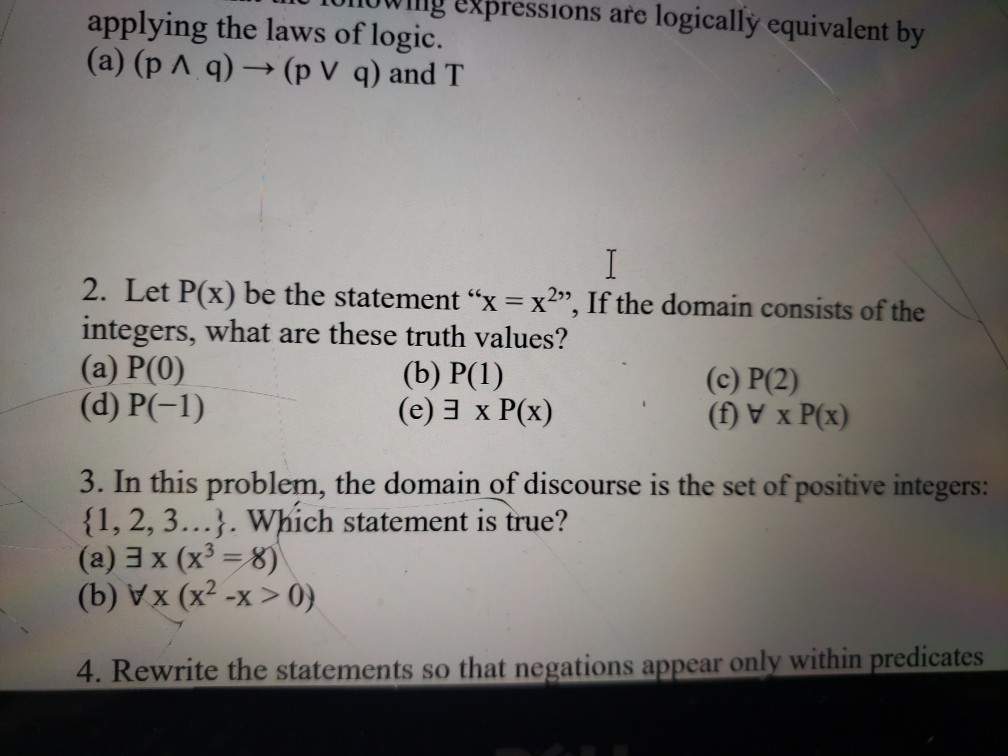 Solved: G Expressions Are Logically Equivalent By Applying ... Solved: G Expressions Are Logically Equivalent By Applying ...
