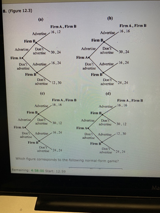 Solved 8. (Figure 12.3) (b) (a) Firm A, Firm B Firm A, Firm | Chegg.com