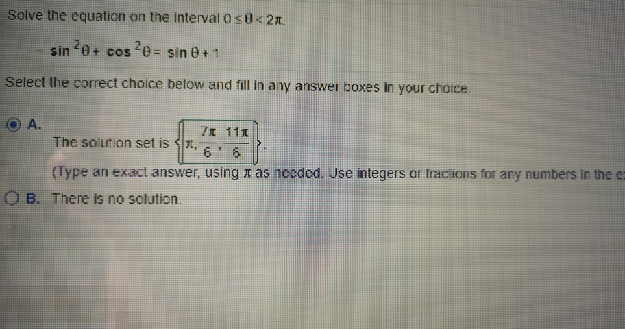 Solved Solve the equation on the interval 0 so