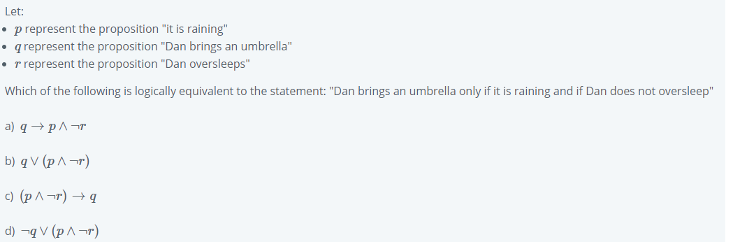 Solved Let Pp Represent The Proposition It Is Raining Chegg Com