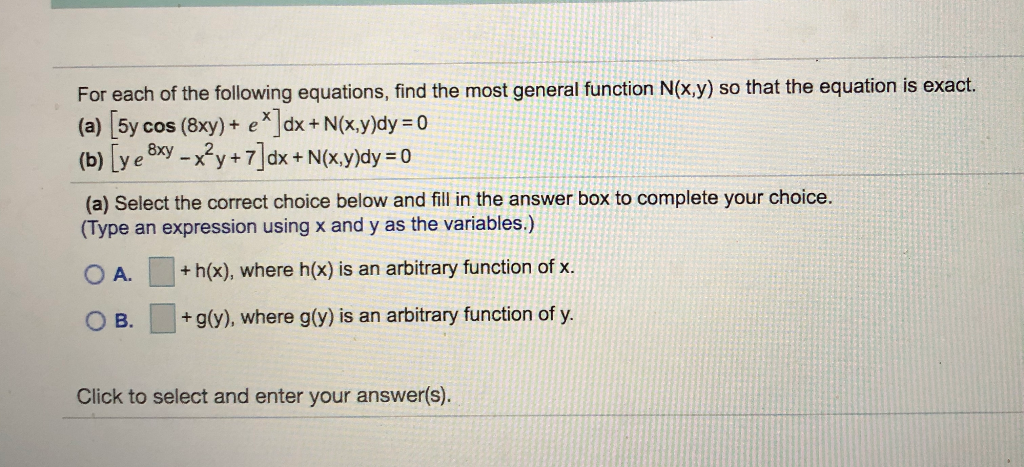 Solved For Each Of The Following Equations Find The Most Chegg Com