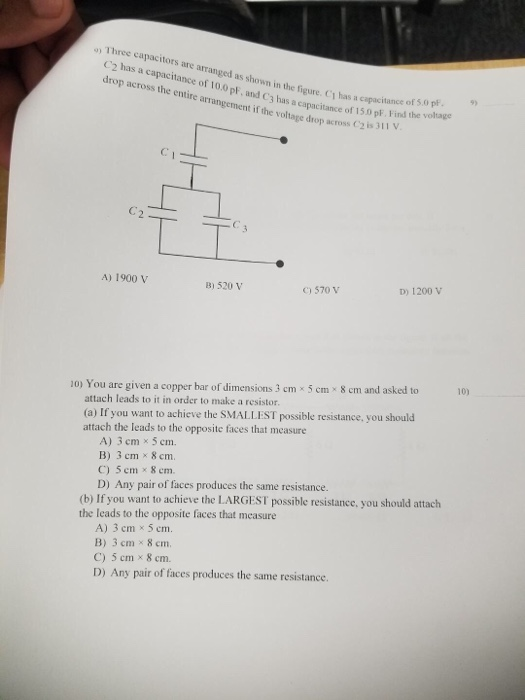 Solved ) Three Capacitors Are Arranged As Shown In The | Chegg.com