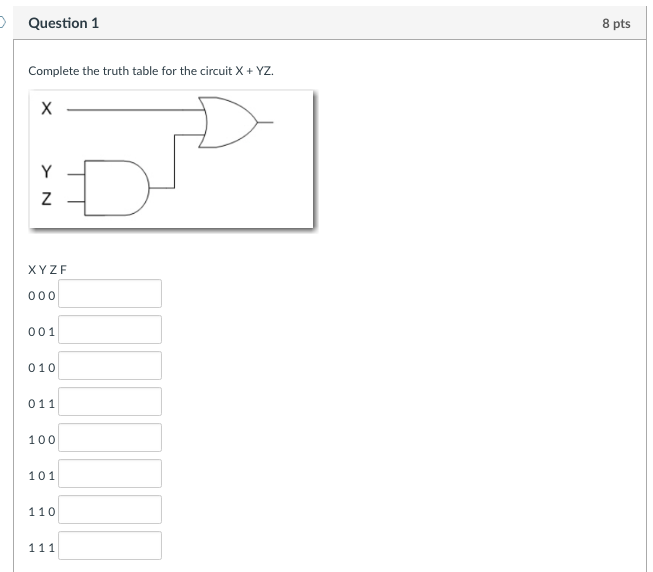 Xyz Math Table Solved 8 pts Question1 Complete the truth table for the | Chegg.com