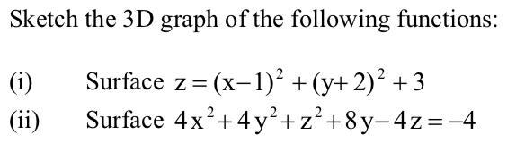 Solved Sketch the 3D graph of the following functions: (i) | Chegg.com