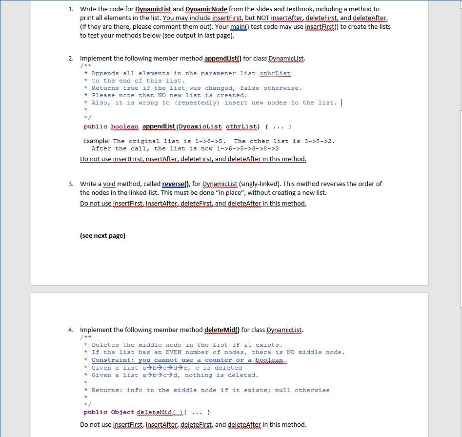 Solved Please help me complete the java methods in the | Chegg.com