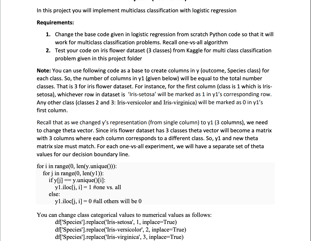 Solved In this project you will implement multiclass | Chegg.com