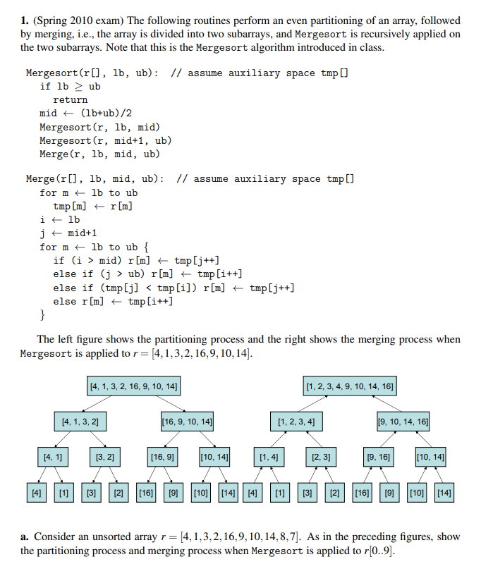 Solved 1. (Spring 2010 exam) The following routines perform | Chegg.com
