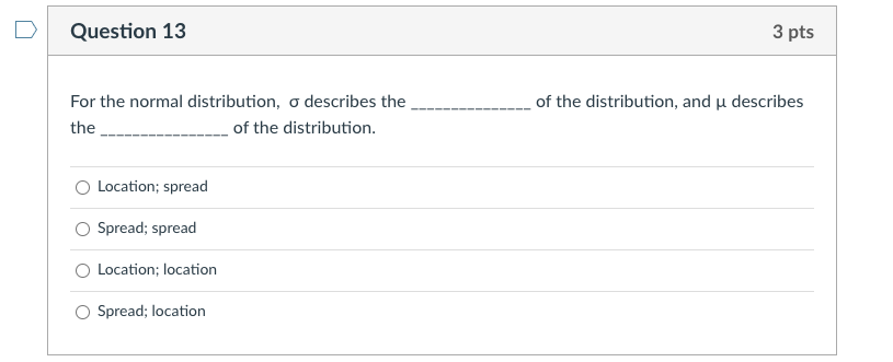 Solved Question 13 3 pts of the distribution, and u | Chegg.com