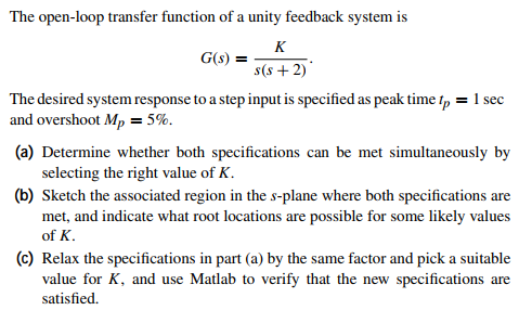 Solved The open-loop transfer function of a unity feedback | Chegg.com