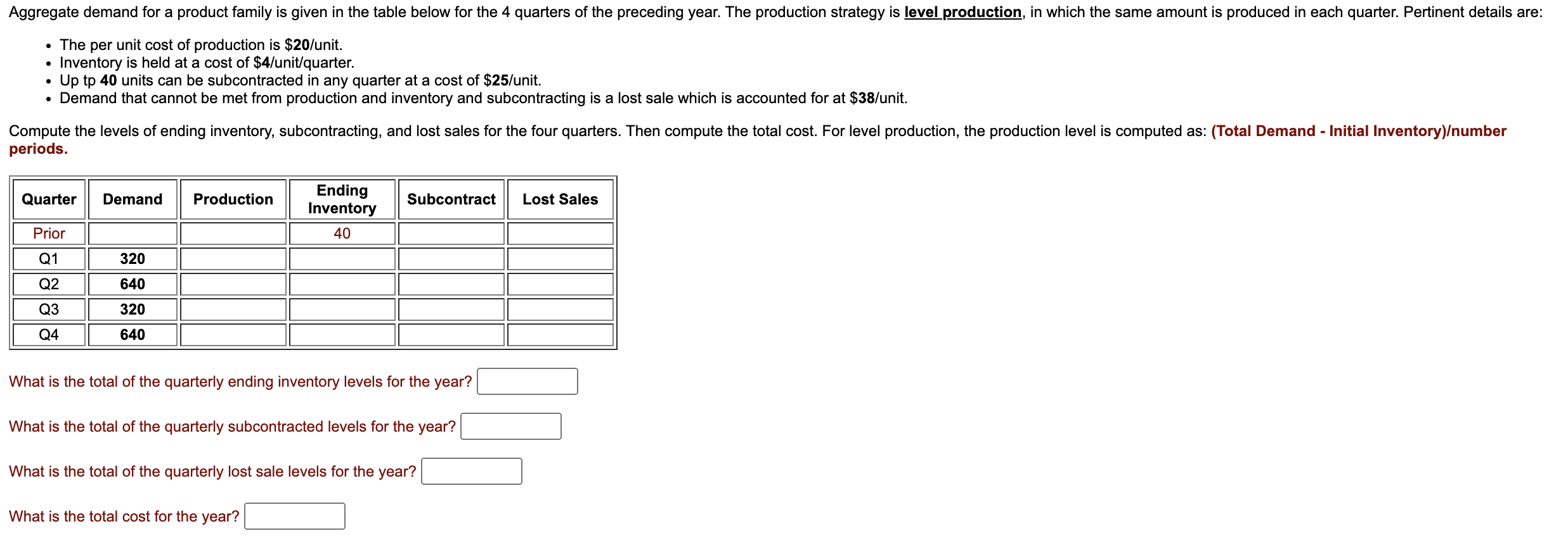 Solved The per unit cost of production is 20/ unit.