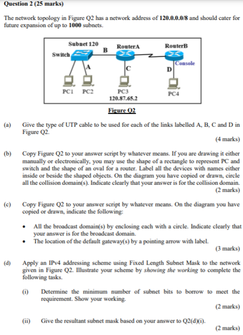 Question 2 (25 Marks) The Network Topology In Figure | Chegg.com