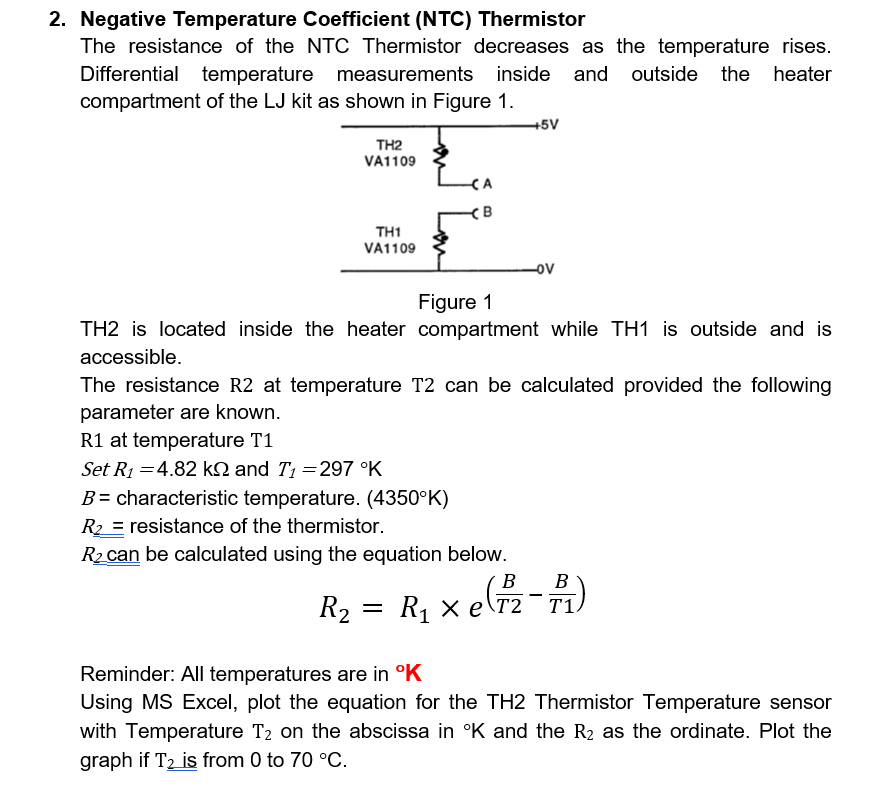 Solved Negative Temperature Coefficient (NTC) Thermistor The