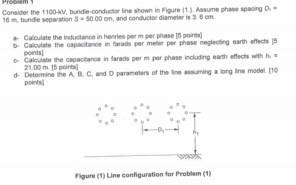 Solved Problem 1 Consider The 1100 Kv Bundle Conductor L Chegg Com