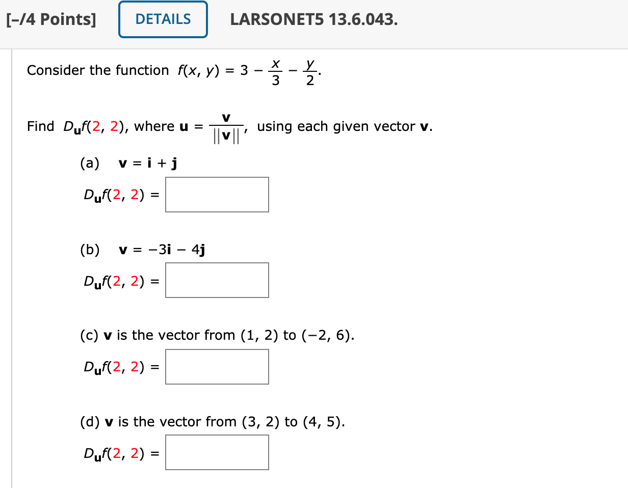 Solved [-74 Points] DETAILS LARSONET5 13.6.043. Consider the | Chegg.com