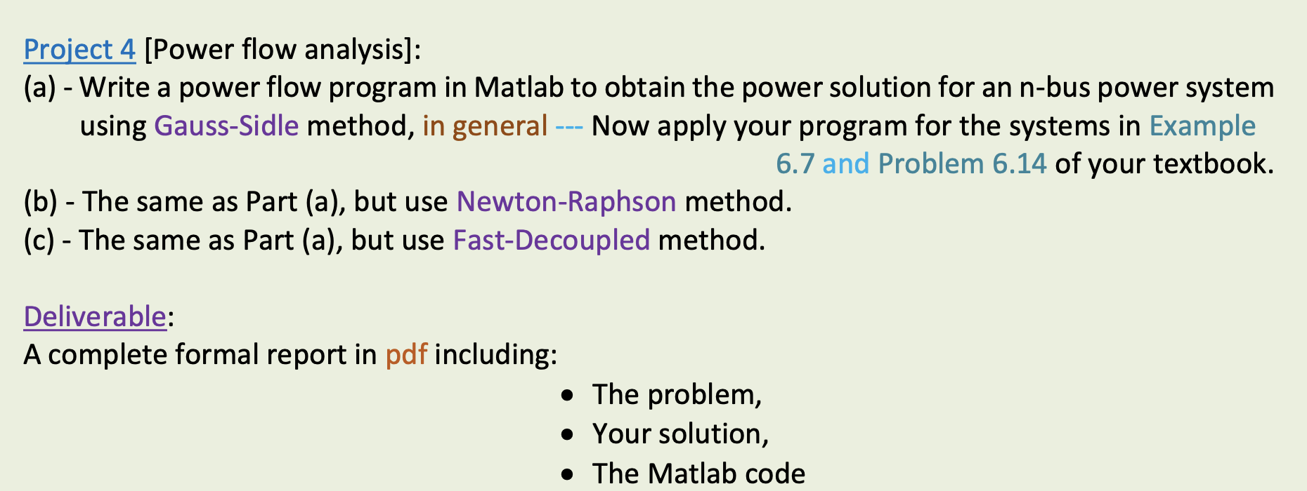 Solved Project 4 [Power Flow Analysis]: (a) - Write A Power | Chegg.com