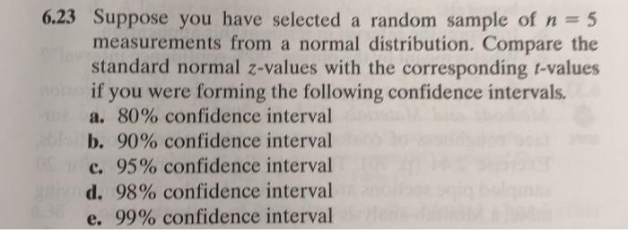 Solved 6.23 Suppose you have selected a random sample of n 5 | Chegg.com