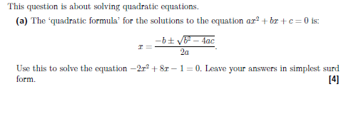 Solved This Question Is About Solving Quadratic Equations. | Chegg.com