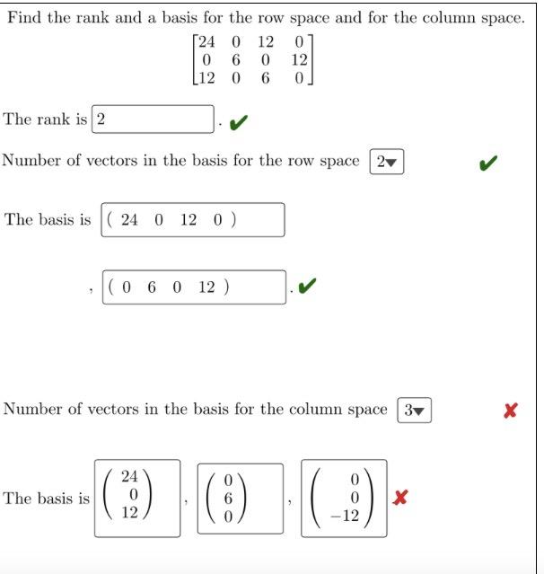 Solved Find the rank and a basis for the row space and for | Chegg.com