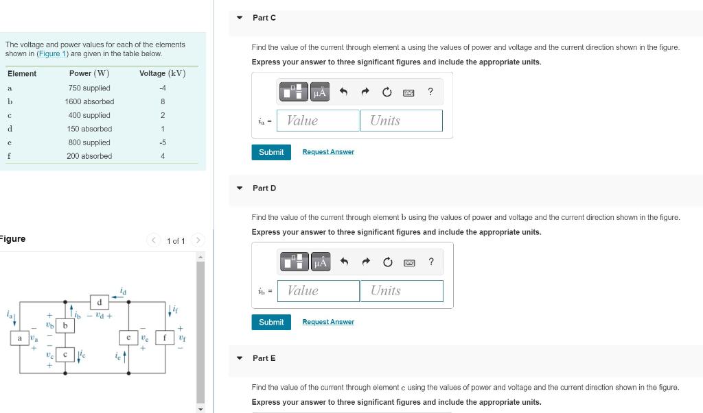 Solved The voltage and power values for each of the elements | Chegg.com