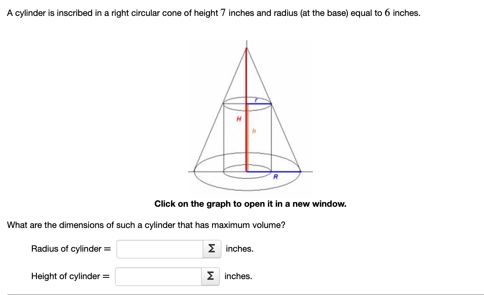 Solved A Cylinder Is Inscribed In A Right Circular Cone Of | Chegg.com