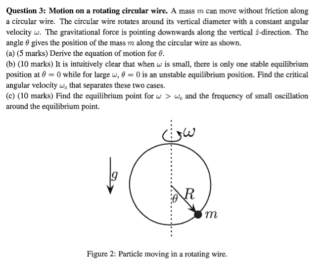 Solved Question 3: Motion on a rotating circular wire. A | Chegg.com