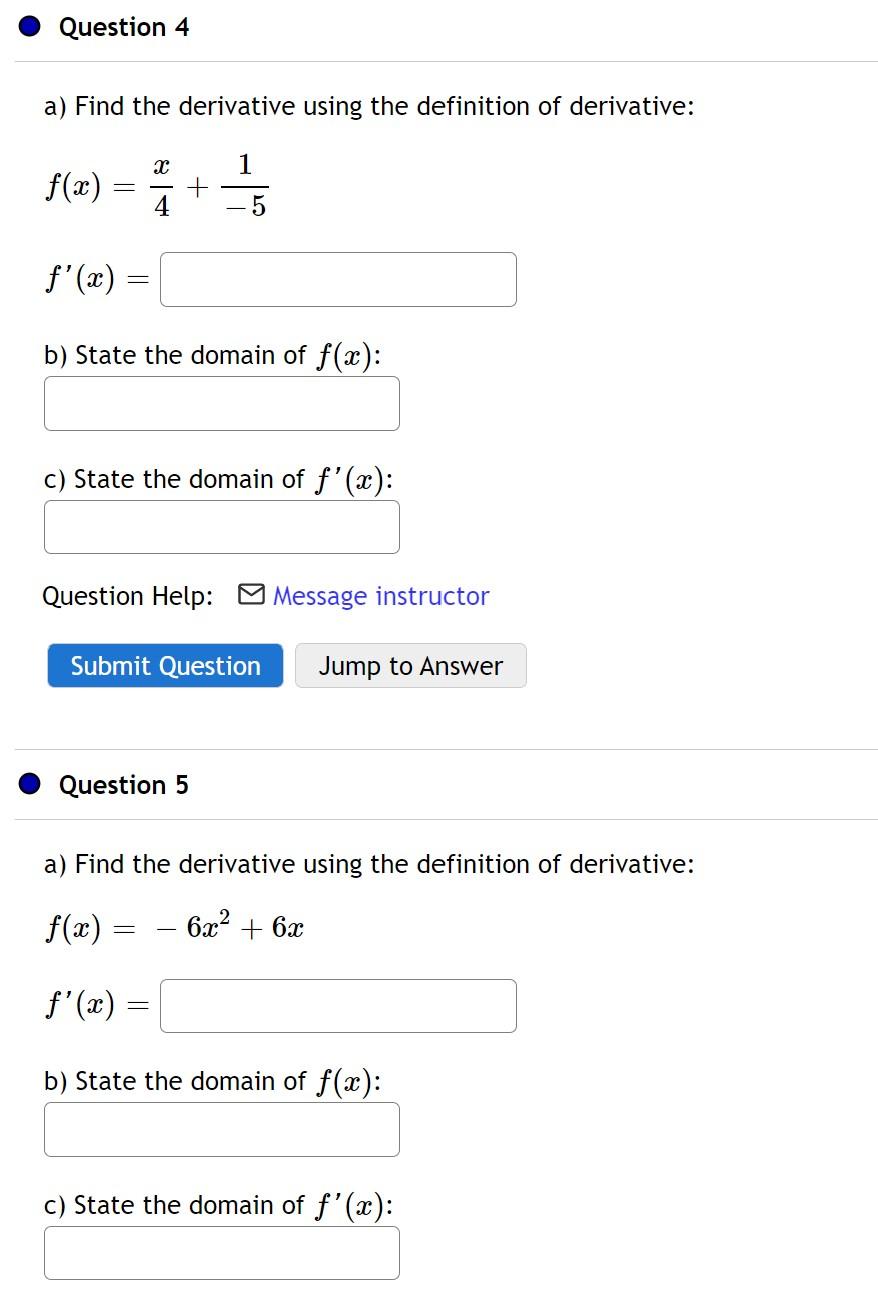 Solved Question 4 a) Find the derivative using the | Chegg.com