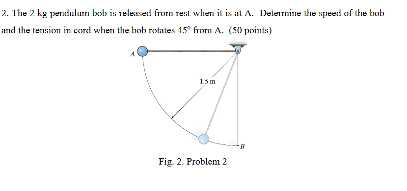 Solved 2. The 2 kg pendulum bob is released from rest when | Chegg.com ...