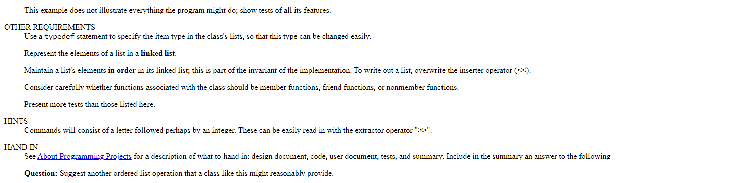 TITLE IMPLEMENTING AN ORDERED LIST CLASS WITH A | Chegg.com