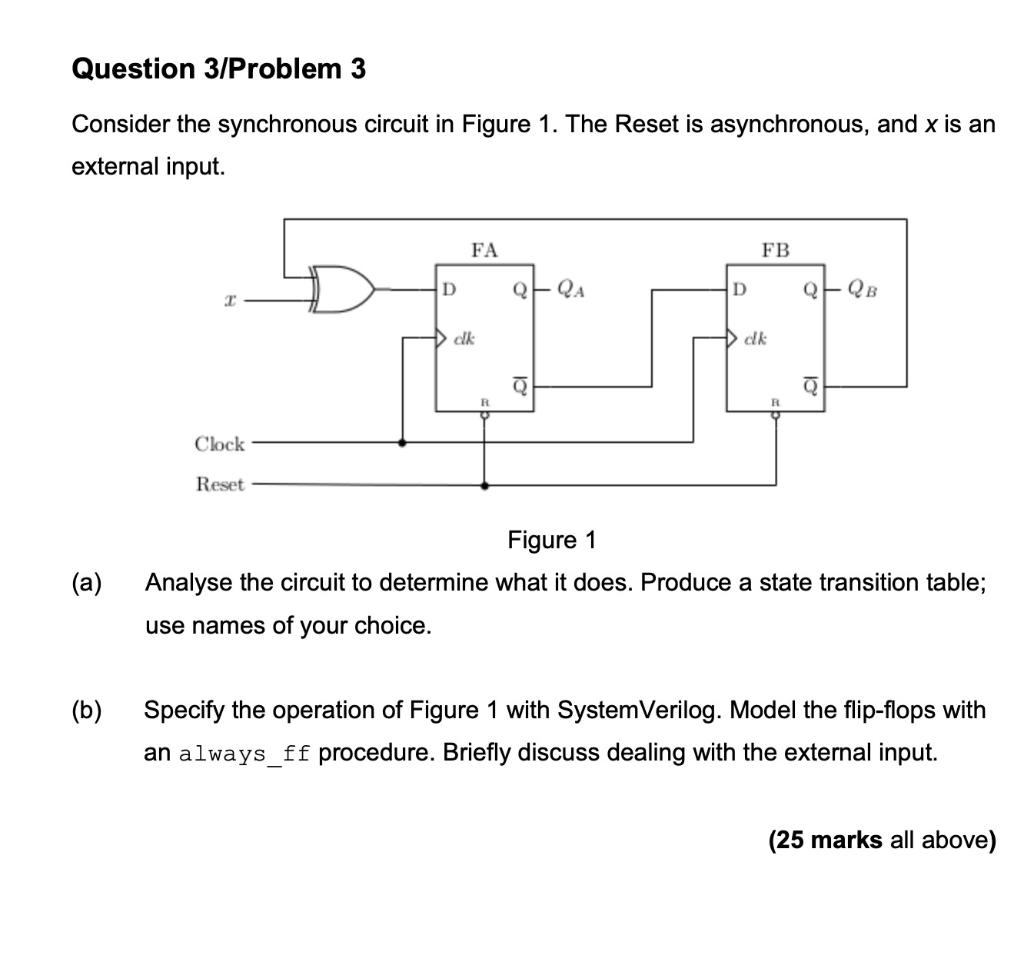 Solved Question 3/Problem 3 Consider The Synchronous Circuit | Chegg.com