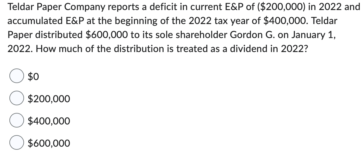 Solved Beaver Gas Company reports current E\&P of $100,000 | Chegg.com