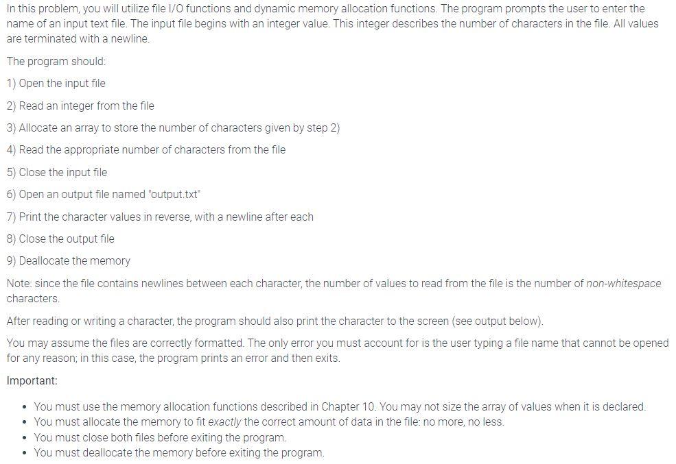 Solved In this problem, you will utilize file I/O functions | Chegg.com