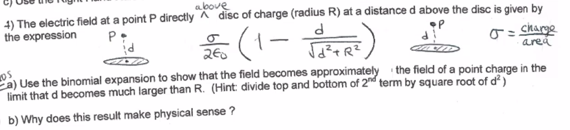 Solved above 4) The electric field at a point P directly ^ | Chegg.com