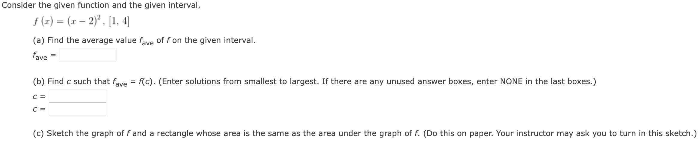 Solved EXAMPLE 1 Find The Average Value Of The Function | Chegg.com