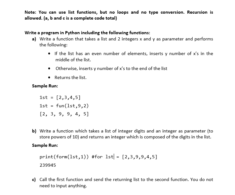 Solved Please don't use any loop any type conversion YOU CAN | Chegg.com