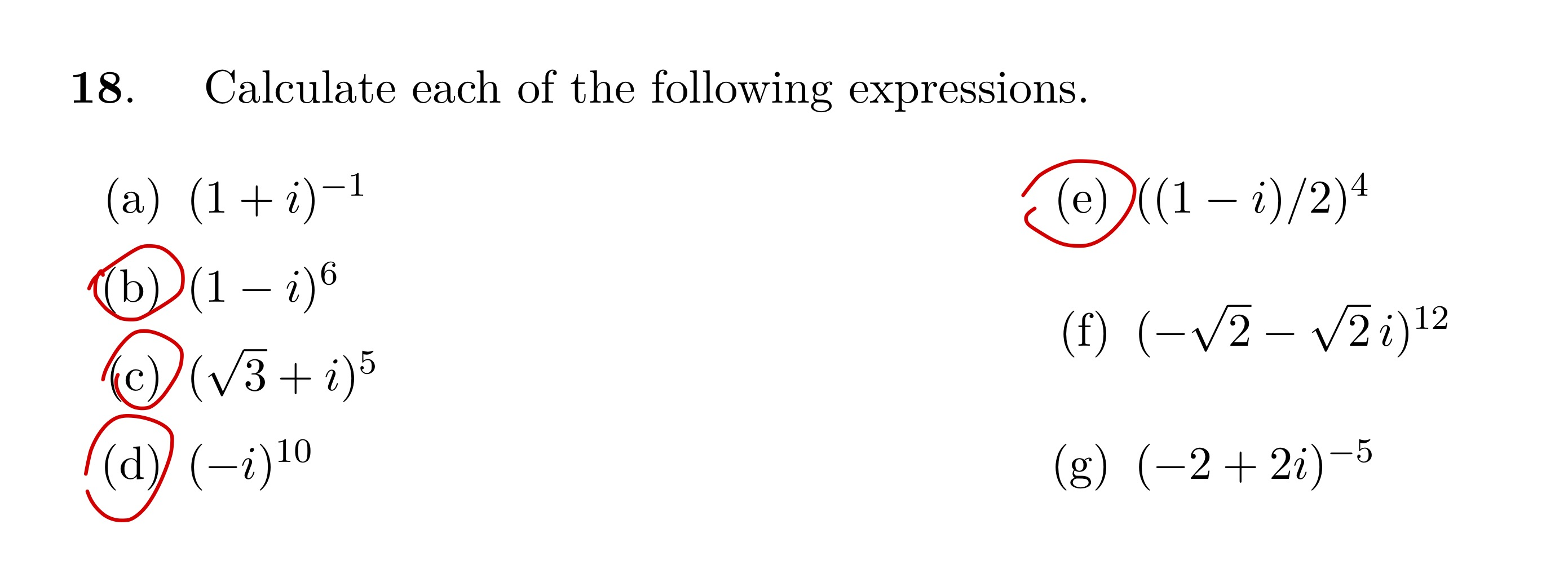 Solved Calculate Each Of The Following Expressions 18 | Chegg.com