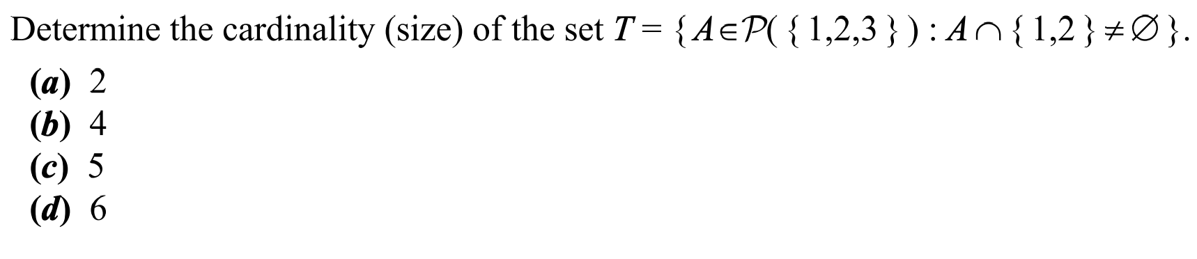 Solved Determine The Cardinality Size Of The Set 8852