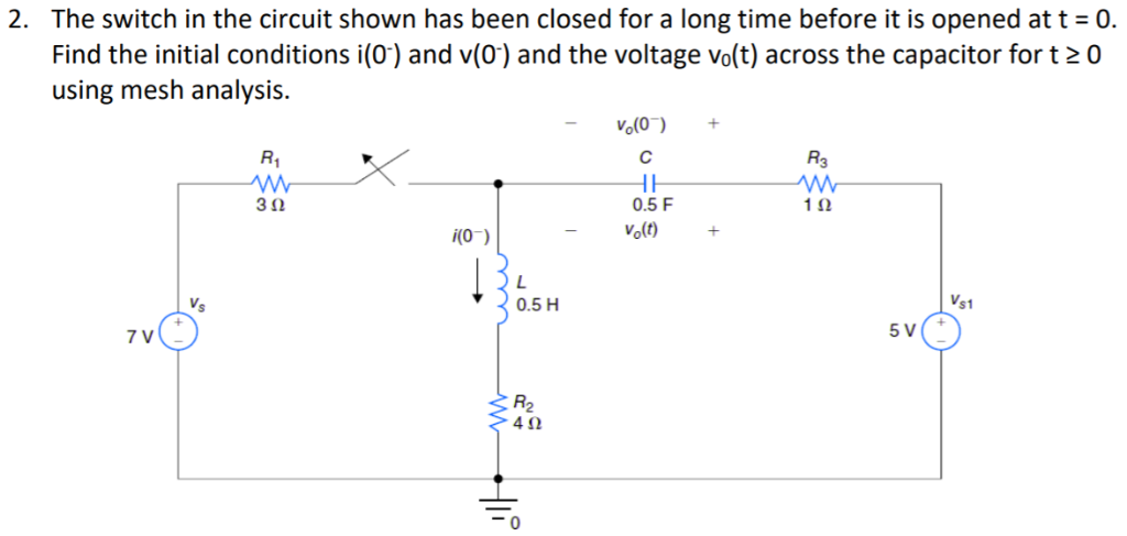 Solved 2. The switch in the circuit shown has been closed | Chegg.com